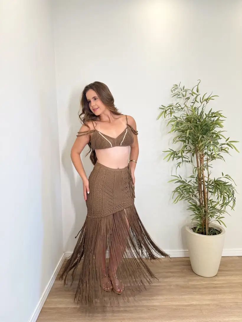 Conjunto Crochê Marrom