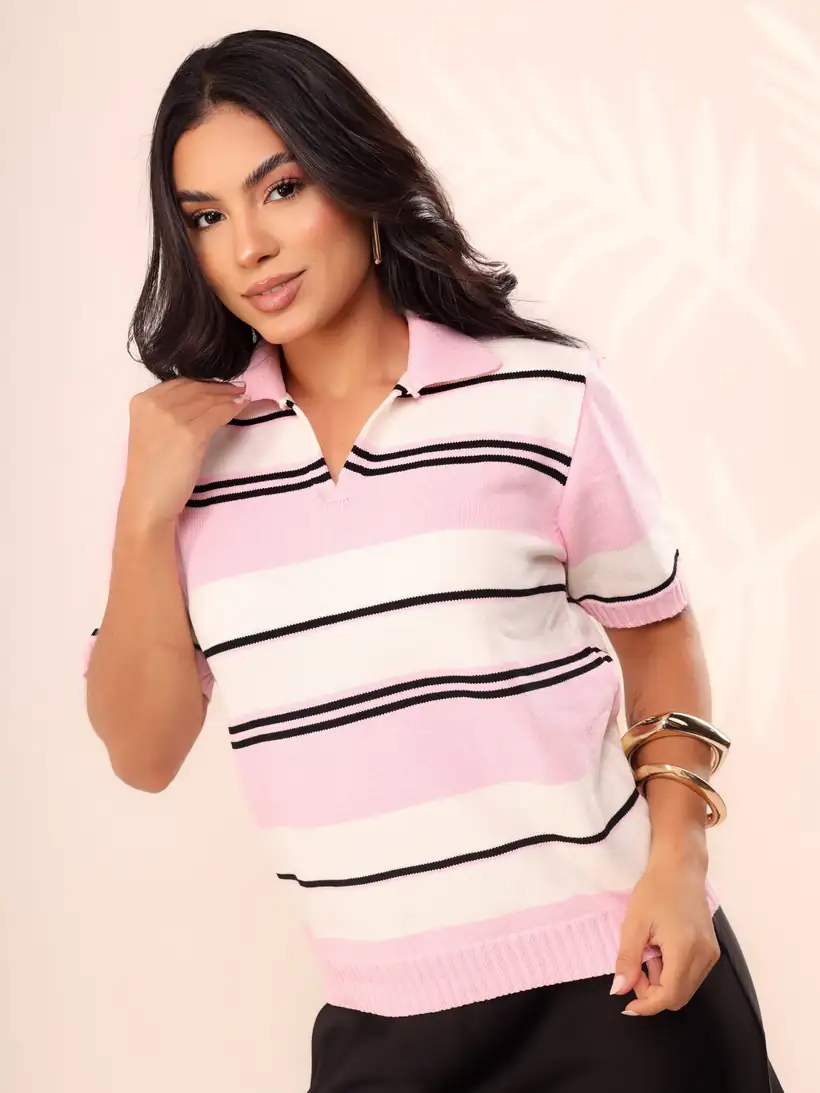 Blusa Listrada Rosa